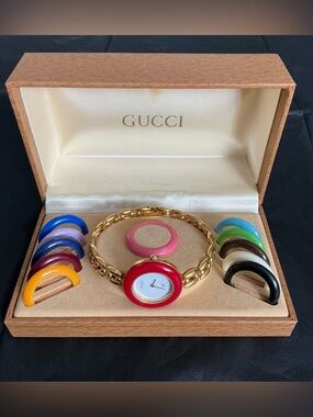 Authentic GUCCI DRESSY CHAIN BRACELET watch with bezel set🔥🔥🔥